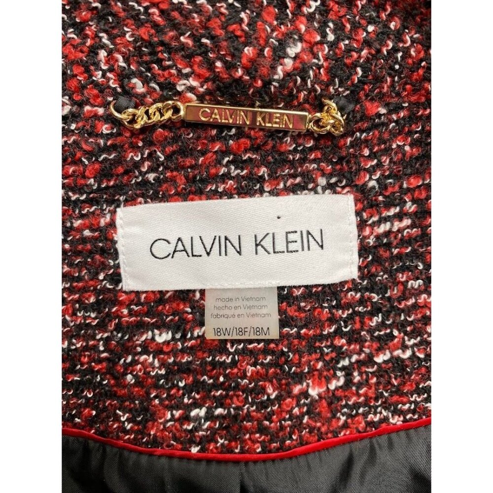 Calvin Klein Blazer Jacket Women's 18W 2X Tweed Menswear-Style Long-Length NEW - Picture 9 of 15
